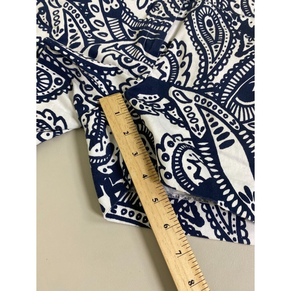 💜 Kenji Blue White Floral Paisley Womens Shorts size 4 Vacation Coastal nautical - Picture 8 of 16